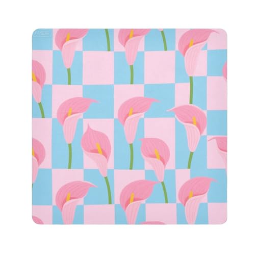 tplaotee Make-up-Tasche für Damen, Motiv: rosa Calla-Lilie, magisch, Make-up-Tasche, Kamera-Objektivtuch, Wickeltuch für Damen, Größe 55,1 x 55,1 cm, Blau / Rosa von tplaotee