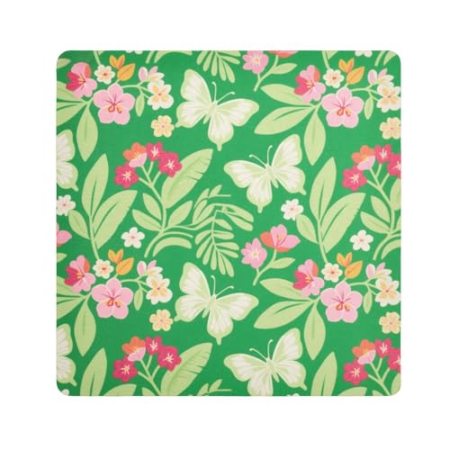 tplaotee Make-up-Tasche mit Blumen- und Schmetterlings-Motiv, Stoff, Make-Up-Organizer, Kamera-Objektiv, Tuch für Organisation, Größe 55,1 x 55,1 cm, Hellgrün / Rosa von tplaotee