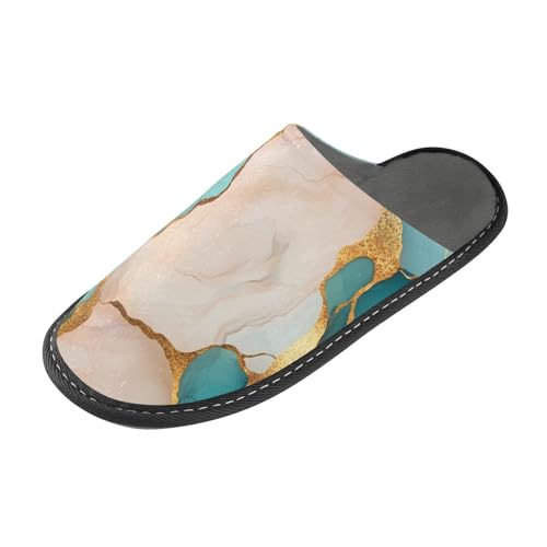 tplaotee Marble Teal Blush_1 Damen Hausschuhe Frauen Home Slippers Indoor mit Memory-Schaum für Haus, Schlafzimmer von tplaotee