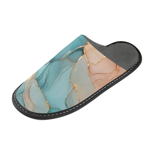 tplaotee Marble Teal Blush_25831_3 Damen Slipper Frauen Indoor Hausschuhe mit Memory Foam für Haus, Schlafzimmer von tplaotee
