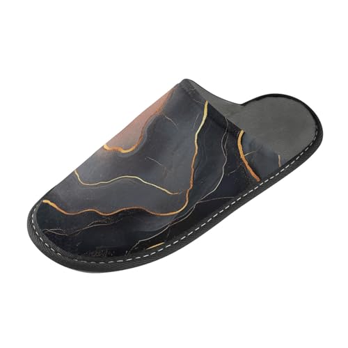 tplaotee Marmor Schwarz Pfirsich Damen Hausschuhe Frauen Home Slippers Indoor mit Memory Foam für Haus, Schlafzimmer von tplaotee