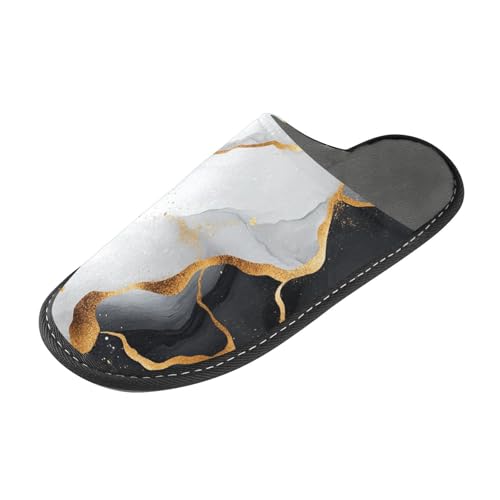 tplaotee Marmor Schwarz Weiß Damen Slipper Slipper für Frauen Indoor mit Memory-Schaum für Haus, Schlafzimmer von tplaotee