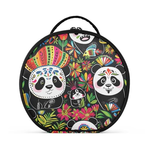 tplaotee Mexico Cinco De Mayo Pandas Kulturbeutel mit Fächern und Griff, leichte Kosmetiktasche für Damen, mit verstellbaren Trennwänden, 27,9 cm von tplaotee
