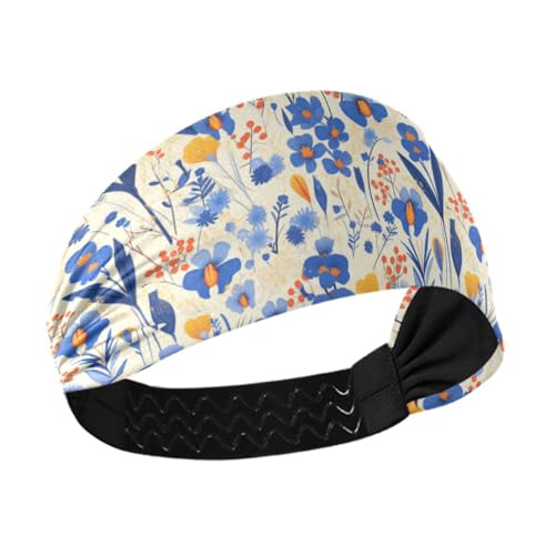 tplaotee Modische Stirnbänder mit blauem Iris-weißem Hintergrund, modern, skandinavisch, rutschfest, elastische Haarbänder für Laufen, Radfahren, Basketball, Fußball tplaotee Modische Stirnbänder mit blauem Iris-weißem Hintergrund, modern, skandinavisch, rutschfest, elastische Haarbänder für Laufen, Radfahren, Basketball, Fußball von tplaotee