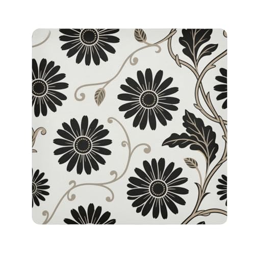 tplaotee Modische elegante Make-up-Tasche mit Gänseblümchen-Motiv, tragbar, für Kamera, Objektiv, Stoff, für Damen, Größe 55,1 x 55,1 cm, Schwarz von tplaotee