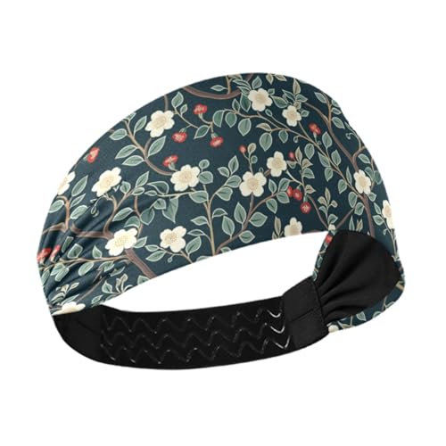 tplaotee Modisches Stirnband mit Blumenblüten, feuchtigkeitsableitend, breites Stirnband, elastisches Schweißband für Damen, für Yoga, Fitnessstudio, Wandern, Basketball von tplaotee