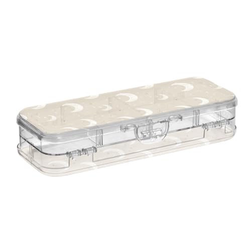 tplaotee Moons Stars Starry Retro Design Clear Pencil Box Plastic Double Deck Hard Pen Case For Craft Art With Lid von tplaotee