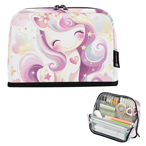 tplaotee Niedliche Cartoon-Einhörner, buntes Federmäppchen, großes Fassungsvermögen, Mehrzwecketui, Stifthalter für Jugendliche, Schulbedarf, estuche de lápices para ninos von tplaotee