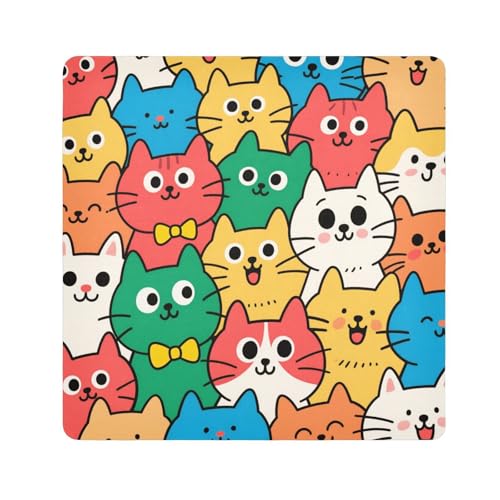 tplaotee Niedliche Cartoon-Katze, bunt, selbstklebend, Make-up, Reise-Organizer, Wickeltasche, Kamera-Objektiv-Tuch, Wrapper für Organisation, Größe 55,1 x 55,1 cm von tplaotee