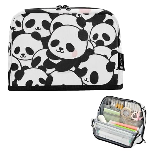 tplaotee Niedliche Cartoon-Panda-Bleistift-Tragetasche, große Kapazität, Make-up-Tasche, schlanke Schreibwaren-Tasche für Damen, College, Cartuchera Para Ninos von tplaotee