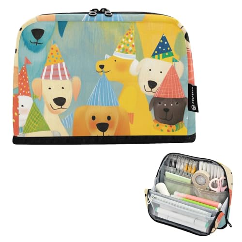 tplaotee Niedliches Federmäppchen mit Hundemotiven, Cartoon-Motiv, großes Fassungsvermögen, Federmäppchen mit Reißverschluss, Schreibwaren, Federmäppchen für Damen, College, Bolsita Para Lapices von tplaotee