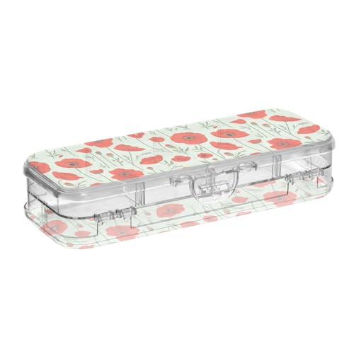 tplaotee Ölgemälde-Bleistift-Box mit Mohnblumen-Design, transparent, doppelstöckig, für Kunstbedarf mit Deckel tplaotee Ölgemälde-Bleistift-Box mit Mohnblumen-Design, transparent, doppelstöckig, für Kunstbedarf mit Deckel von tplaotee