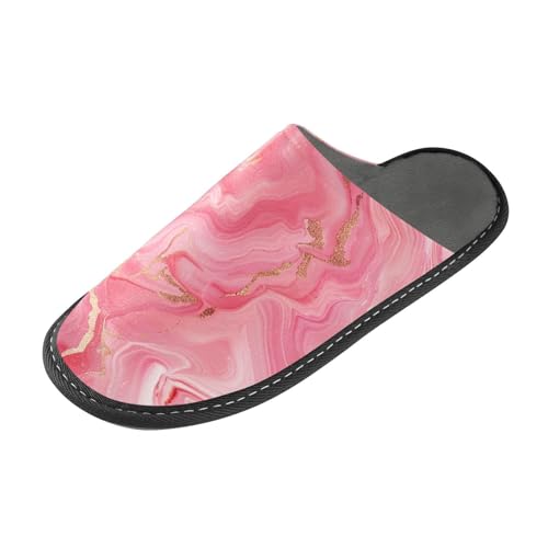 tplaotee Peach Marble Damen Slipper Hausschuhe für Frauen Indoor mit Memory-Schaum für Haus, Schlafzimmer, Pfirsich-Marmor, 36/37 EU von tplaotee