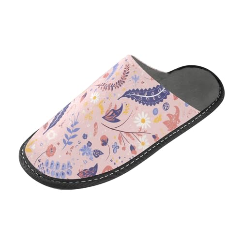 tplaotee Pfirsich-Paisleymuster, warme Damen-Slipper, weiche Hausschuhe für den Innenbereich, mit Memory-Schaum, für Haus, Schlafzimmer, Pfirsich-Paisleymuster, 45/45.5 EU von tplaotee