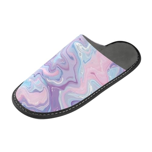 tplaotee Puderblau Marmor Damen Hausschuhe Frauen Indoor Hausschuhe mit Memory Foam für Haus, Schlafzimmer von tplaotee