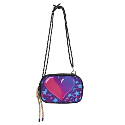 tplaotee Purple Heart Day Red Blue Stars Side Bag Crossbody for Mens Practical with Adjustable Strap Handtaschen Date, Purple Heart Day Red Blue Stars, 1 size von tplaotee
