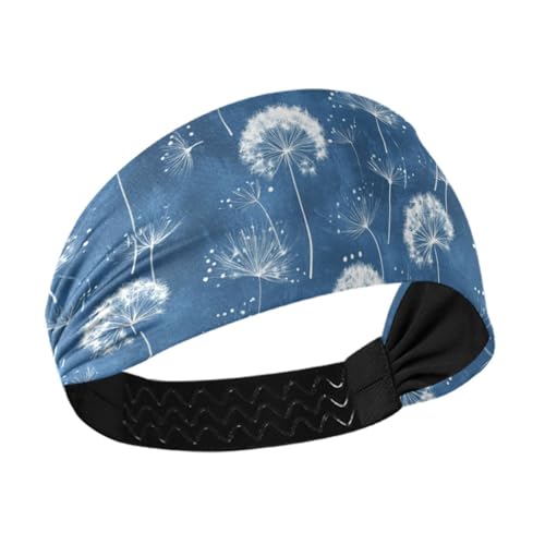tplaotee Pusteblume Glory Blue Feuchtigkeitsableitendes Sport-Stirnband für Damen, dehnbarer Kopf für Damen, für Fitnessstudio, Workout, Volleyball, Fußball von tplaotee