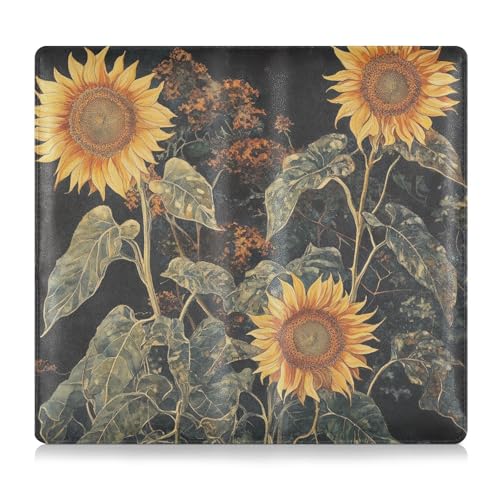 tplaotee Retro Sonnenblumen Leder Registrierungs- und Versicherungskartenhalter Auto Essentials für Ausweis, Führerschein, Schlüsselkontaktinformationskarten von tplaotee