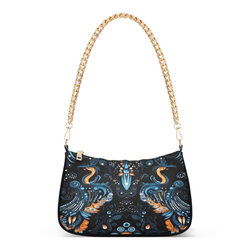 tplaotee Retro abstrakte Pfau schwarz trendige Kette Bauchtasche für Frauen Crossbody Handtasche als Geburtstagsgeschenk für Frauen tplaotee Retro abstrakte Pfau schwarz trendige Kette Bauchtasche für Frauen Crossbody Handtasche als Geburtstagsgeschenk für Frauen von tplaotee
