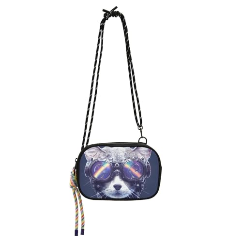 tplaotee Robotic Cat Kleine Geldbörse Crossbody für Herren Praktisch mit Kreditkartenfächern Handtaschen Datum, Robotic Cat, 1 size von tplaotee