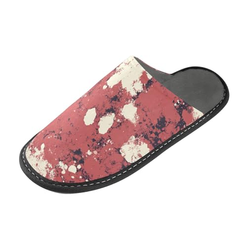 tplaotee Rot Braun Meliert Abstrakt Damen Slipper Weiche Hausschuhe für Frauen Indoor mit Memory Foam für Haus Schlafzimmer von tplaotee