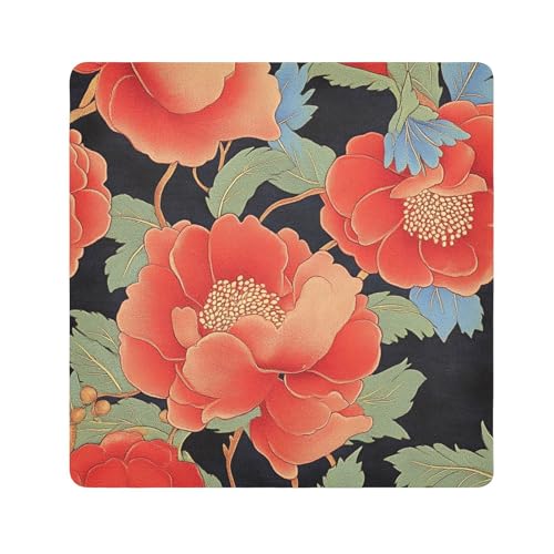 tplaotee Rote Granatäpfel Blumen Retro tragbare Kosmetiktasche Tuch Kosmetiktasche Organizer Wrap Kamera Objektiv Tuch Wrapper Make-up für Frauen Größe 55,1 x 55,1 cm von tplaotee