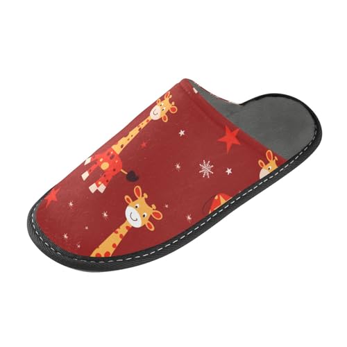tplaotee Rote verspielte Giraffe Weihnachten Warme Damen Hausschuhe Indoor Hausschuhe für Frauen mit Memory-Schaum für Haus, Schlafzimmer, Rote verspielte Giraffe Weihnachten, 38.5/39 EU von tplaotee