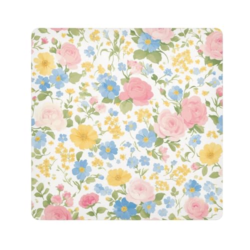 tplaotee Schöne tragbare Make-up-Tasche mit Blumenmotiv, Stoff, Kosmetiktasche, Reisetasche, Organizer, Verpackung, Kameralinse, Tuch, Kosmetik-Organizer für Reisen, Größe 55,1 x 55,1 cm von tplaotee