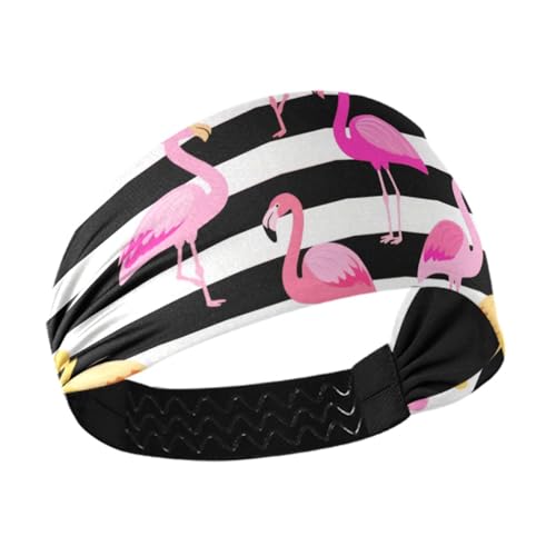 tplaotee Schwarz-weiß gestreiftes Flamingo-Stirnband, feuchtigkeitsableitend, elastischer Kopf für Damen, für Fitnessstudio, Alltag, Fußball, Volleyball tplaotee Schwarz-weiß gestreiftes Flamingo-Stirnband, feuchtigkeitsableitend, elastischer Kopf für Damen, für Fitnessstudio, Alltag, Fußball, Volleyball von tplaotee