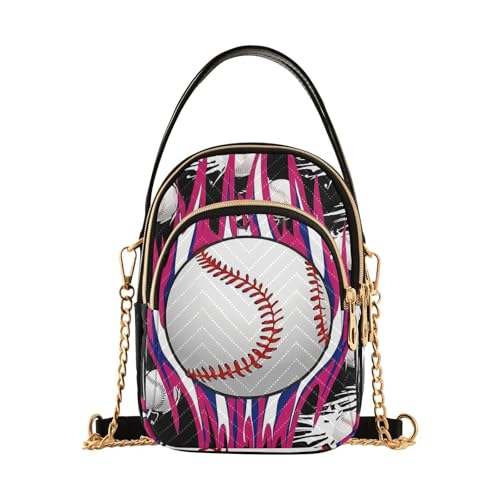 tplaotee Schwarze Baseball-Fire-Umhängetasche für Damen mit mehreren Taschen, Handtasche für Ehefrau von tplaotee