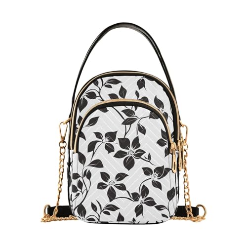 tplaotee Schwarze Blumen-Silhouette, trendige Geldbörse für Damen mit mehreren Taschen, Damen-Handtasche für Reisen von tplaotee