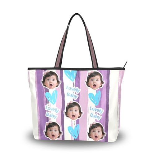 tplaotee Seidenstoff mit Reißverschluss für Handtaschen, Sommerküken, individuelles Bild auf Hobo-Handtaschen für Frauen (Senario), Größe 40 x 29 cm, Lavendel, Lila, Weiß, Streifenmuster, Kritzelkunst von tplaotee