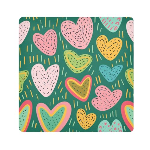 tplaotee Selbstklebende Make-up-Tasche mit Herzen, Reisetasche, Organizer, Wickeltasche, Kamera-Objektiv, für Damen, Größe 55,1 x 55,1 cm von tplaotee