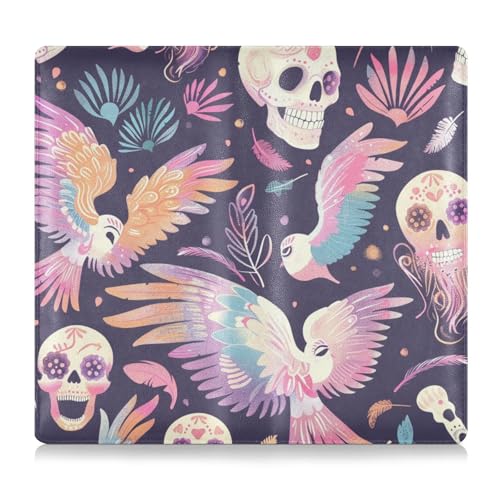 tplaotee Skulls Premium Leder Auto Registrierung Versicherung & Ausweishalter Automobile Wallet Case Organizer für Karten, wichtige Dokumente, Führerschein, Fahrzeugpapiere von tplaotee