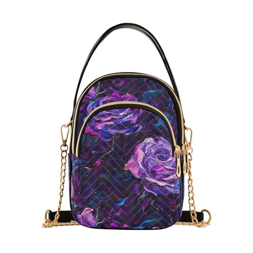 tplaotee Stereo-Rosen, 3D-Stereoskop-Stil, trendige Geldbörse, Crossbody für Damen, mit mehreren Taschen, Dunkelviolett, Handtasche für Damen von tplaotee