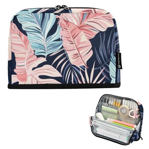 tplaotee Stiftehalter mit tropischen Pflanzen, große Kapazität, Make-up-Tasche, breite Öffnung, Schreibwaren-Aufbewahrung für adrette Büro, Estuches, Escolares Para Lapices von tplaotee