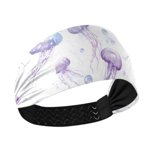 tplaotee Stirnband mit Cartoon-Mond-Quallen, rutschfest, elastisch, Schweißbänder für den Kopf, für Sport, Yoga, Wandern, Volleyball, Violett / Weiß tplaotee Stirnband mit Cartoon-Mond-Quallen, rutschfest, elastisch, Schweißbänder für den Kopf, für Sport, Yoga, Wandern, Volleyball, Violett / Weiß von tplaotee