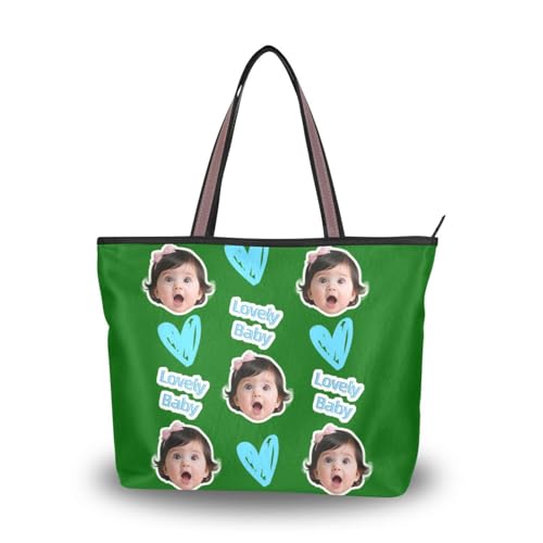 tplaotee Taschen aus Seidenstoff mit Reißverschluss für Damen, praktisch, individuelles Bild auf Handtaschen für Frauen (Senario), Größe 40 x 29 cm, Dunkelgrün, einfarbig, einfarbig von tplaotee