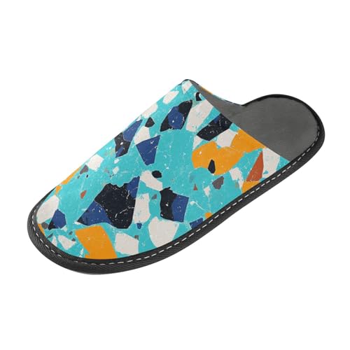 tplaotee Terrazzo Hausschuhe für Damen, mit Memory-Schaum, für Haus, Schlafzimmer, Glory, Blau von tplaotee