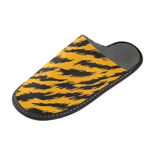 tplaotee Tierhaut Leopard Gelb Schwarz Damen Slipper Hausschuhe für Frauen Indoor mit Memory-Schaum für Haus, Schlafzimmer, Tierhaut Leopard Gelb Schwarz, 36/37 EU von tplaotee