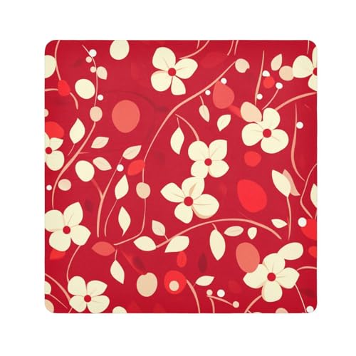 tplaotee Tragbare Make-up-Tasche, Motiv: Osterblumen, Kirschrot, Kosmetik-Organizer, Wickeltasche für Kameralinse, Größe 55,1 x 55,1 cm von tplaotee