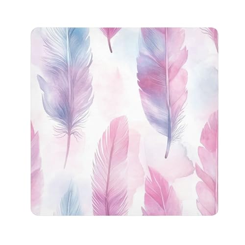 tplaotee Tragbare Reise-Kosmetiktasche mit Aquarellfedern, Pastellfarben, Reise-Kosmetiktasche, Organizer, Wickeltasche, Kamera-Objektivtuch, Wickeltuch für Damen, Größe 55,1 x 55,1 cm von tplaotee