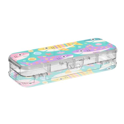 tplaotee Transparente Stiftebox aus Kunststoff mit Cartoon-Motiv, doppelstöckig, für Schreibwaren, mit Deckel von tplaotee