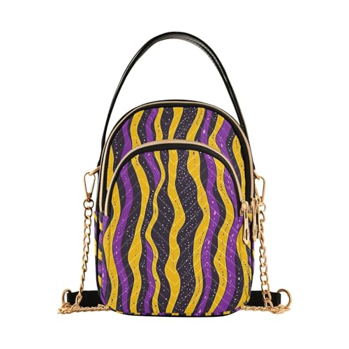 tplaotee Trendige Damen-Umhängetasche mit mehreren Taschen, gestreift, Gelb und Violett tplaotee Trendige Damen-Umhängetasche mit mehreren Taschen, gestreift, Gelb und Violett von tplaotee