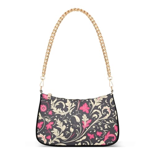 tplaotee Trendige Kette für Damen mit Rankenmuster, Schwarz / Pfirsich, Umhängetasche für den Herbst von tplaotee