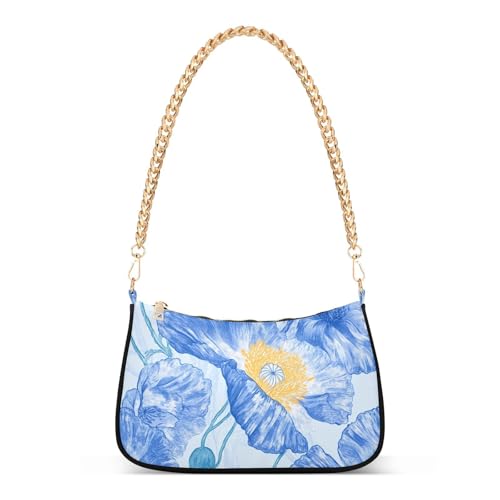 tplaotee Trendige Umhängetasche mit Kette für Herren, mit Mohnblumen, für Damen, für Reisen von tplaotee