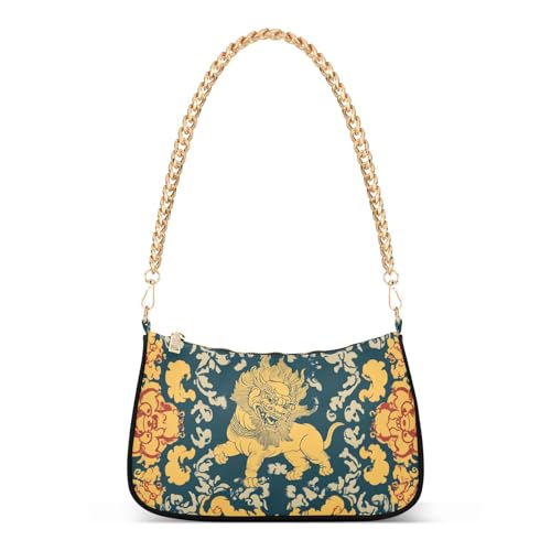 tplaotee Trendiger Damen-Rucksack mit Kette und chinesischem antikem Tier, zum Laufen von tplaotee