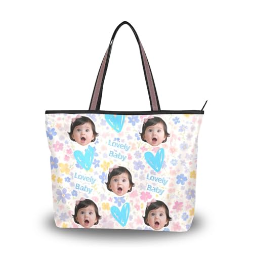 tplaotee Umhängetasche aus Seidenstoff, mit Reißverschluss, stilvoll, individuelles Bild auf Tasche, Anhänger für Handtaschen (Senario), Größe 40 x 29 cm, Pastellrosa, Blau von tplaotee