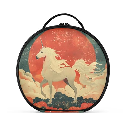 tplaotee Unicorns Kosmetiktasche im Ukiyo-e-Stil, vertikal, freistehend, große Make-up-Tasche für Damen, mit verstellbaren Trennwänden, 27,9 cm von tplaotee
