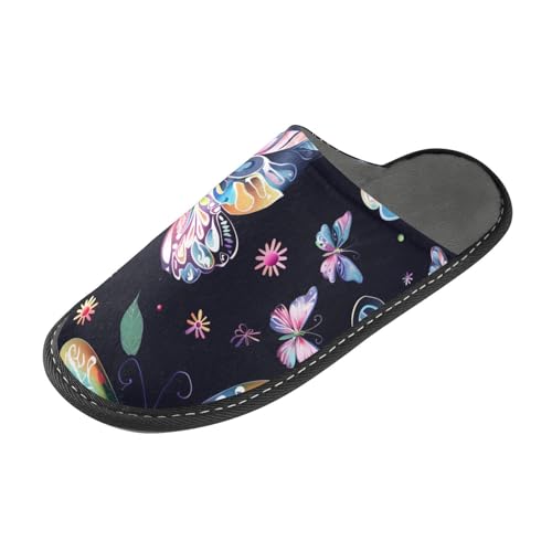 tplaotee Violette Schmetterlinge, warme Hausschuhe für Damen, für den Innenbereich, mit Memory-Schaum, für Haus, Schlafzimmer, Lila Schmetterlinge, 45/45.5 EU von tplaotee